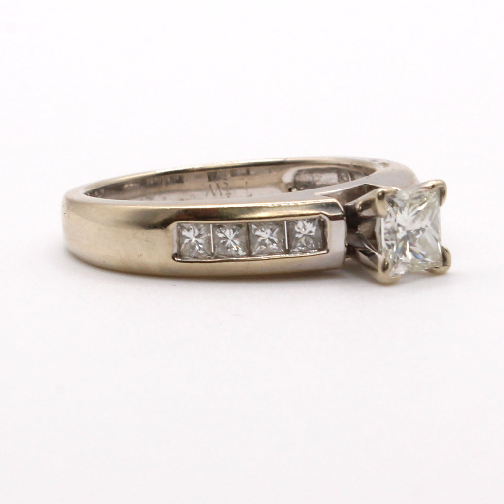 14k White Gold 0.52ct Princess Cut Diamond Ring