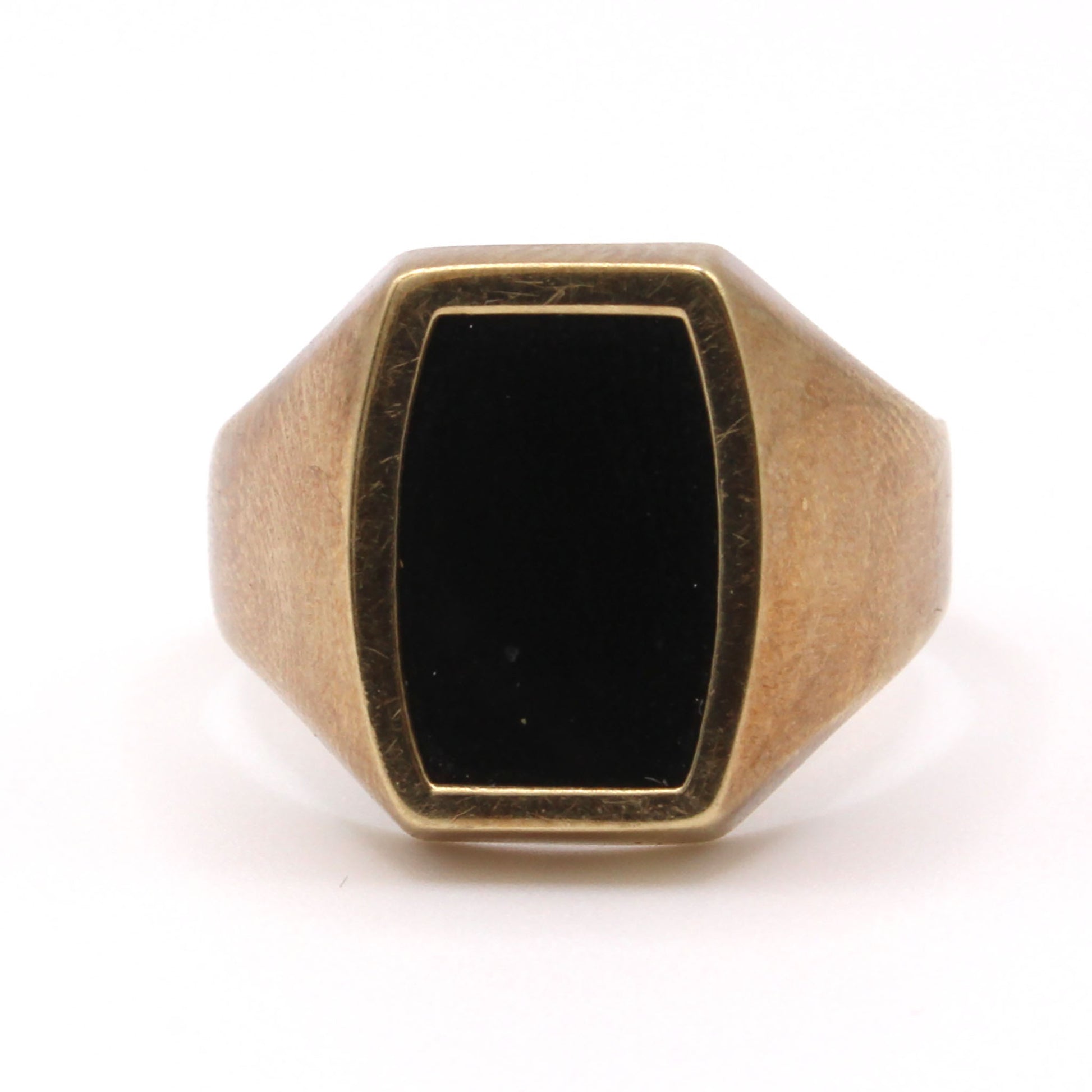 14k Yellow Gold Onyx Inlay Ring Size 10.5