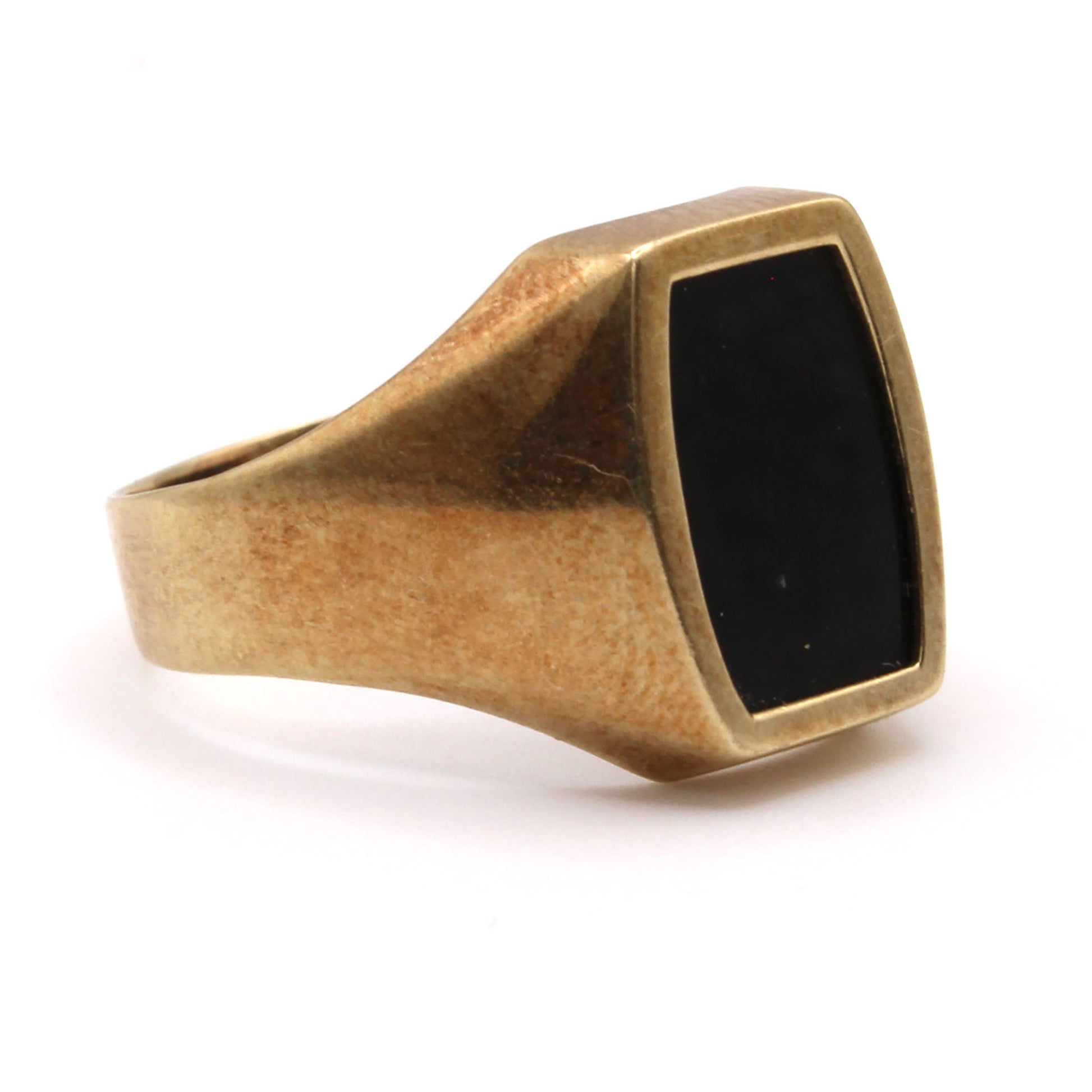 14k Yellow Gold Onyx Inlay Ring Size 10.5