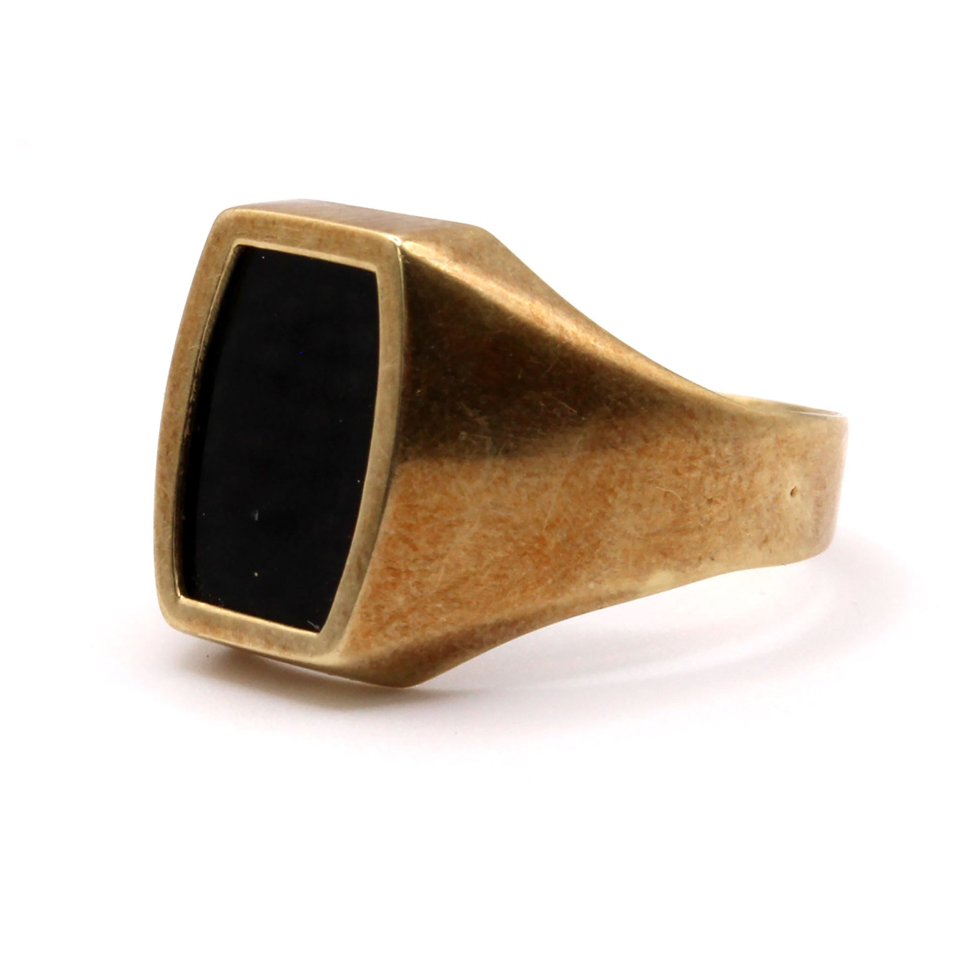 14k Yellow Gold Onyx Inlay Ring Size 10.5