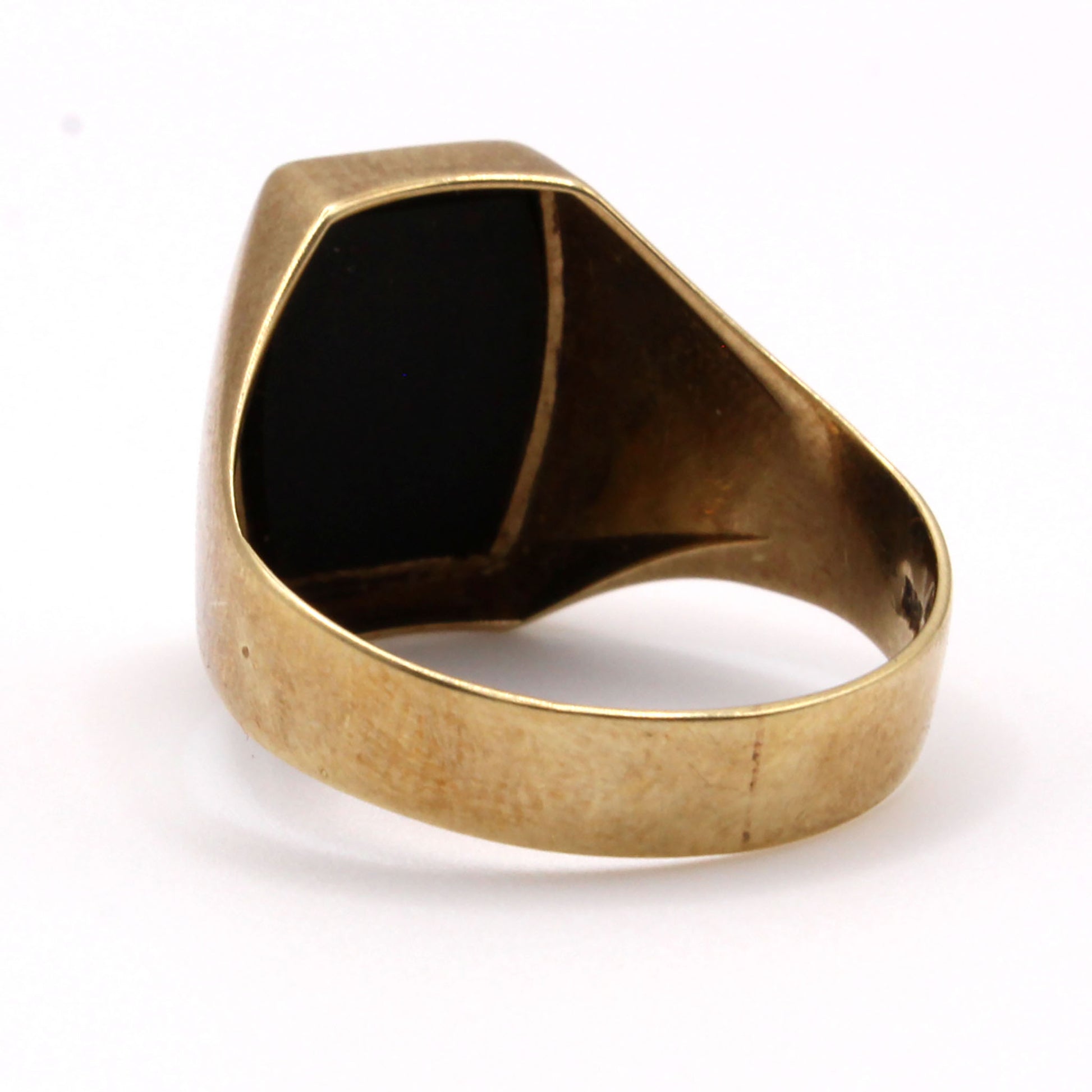 14k Yellow Gold Onyx Inlay Ring Size 10.5