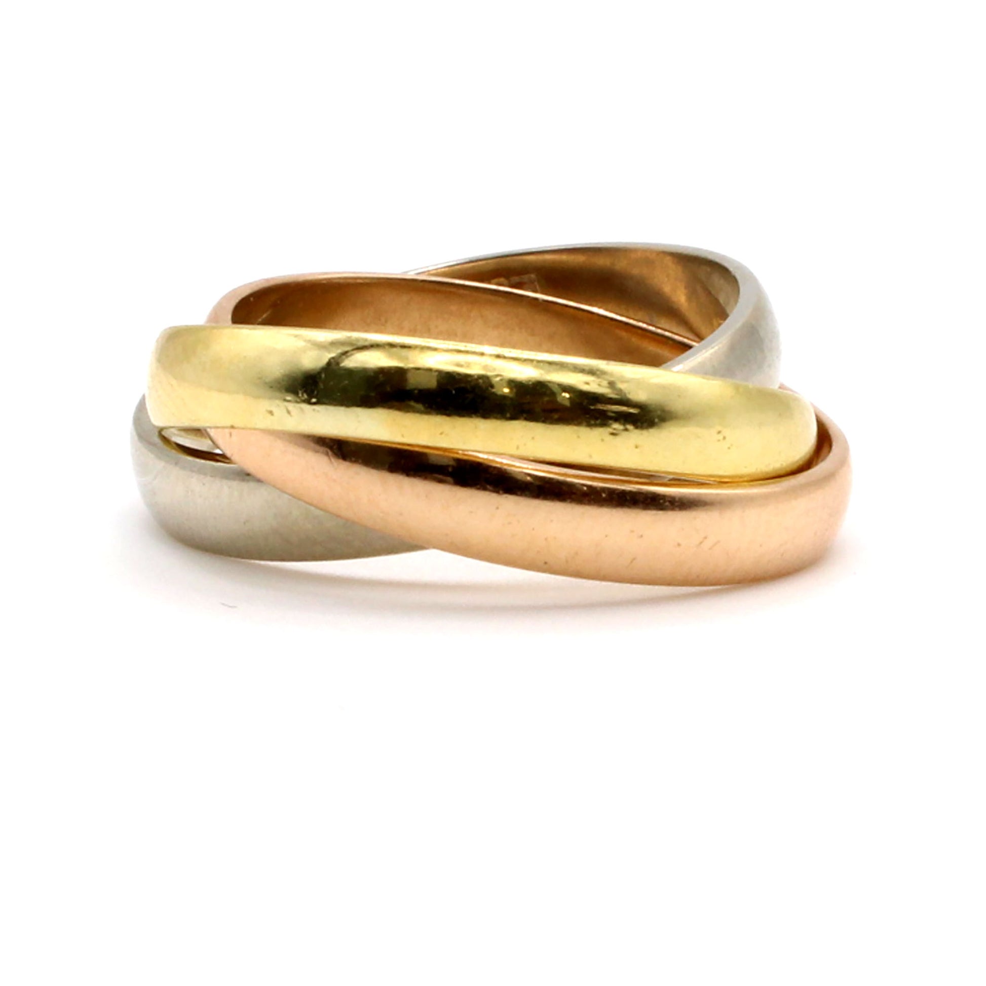 18k Tri Tone Gold Rolling Band Ring Size 7.5