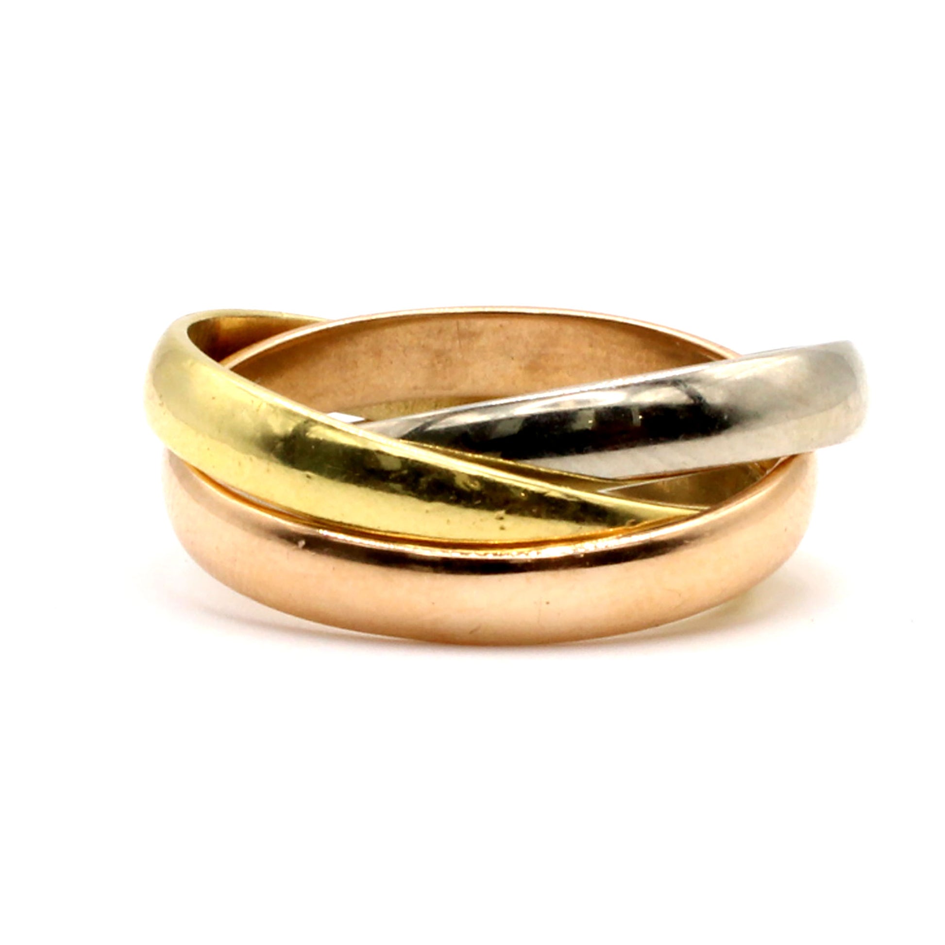 18k Tri Tone Gold Rolling Band Ring Size 7.5