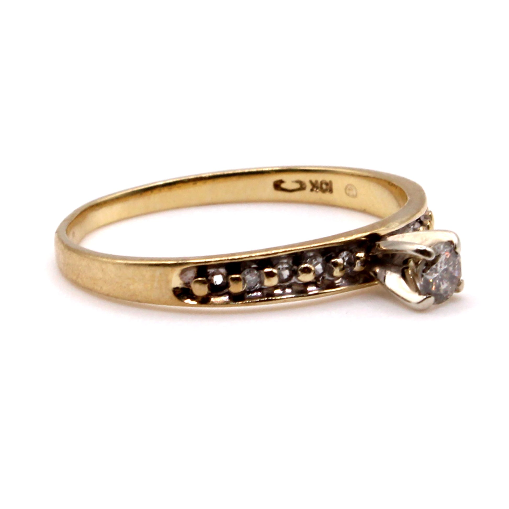 10k Yellow Gold 0.11ct Round Brilliant Cut Diamond Ring