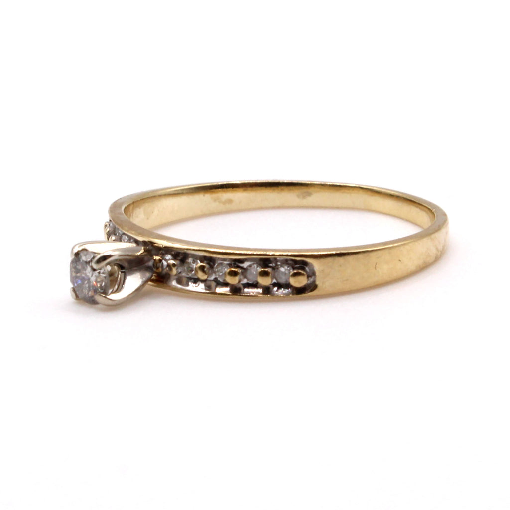10k Yellow Gold 0.11ct Round Brilliant Cut Diamond Ring