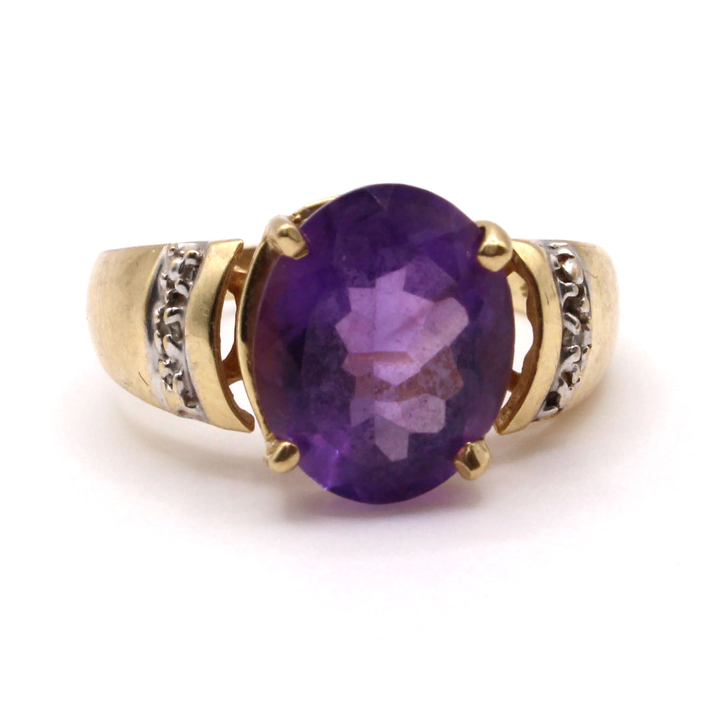 10k Yellow Gold 2.83ct Amethyst Ring Size 6.25