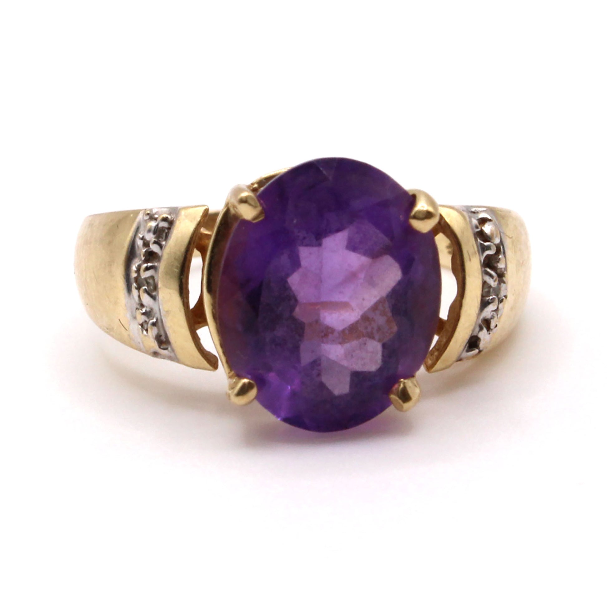 10k Yellow Gold 2.83ct Amethyst Ring Size 6.25