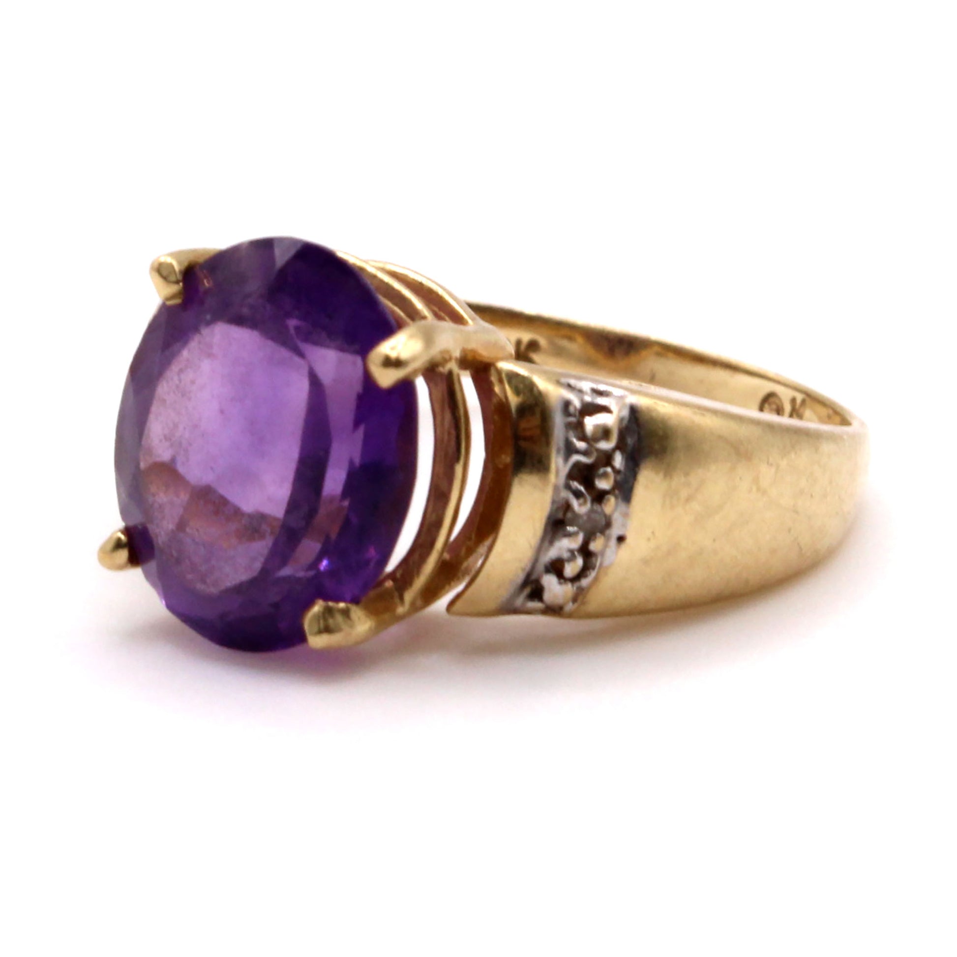 10k Yellow Gold 2.83ct Amethyst Ring Size 6.25