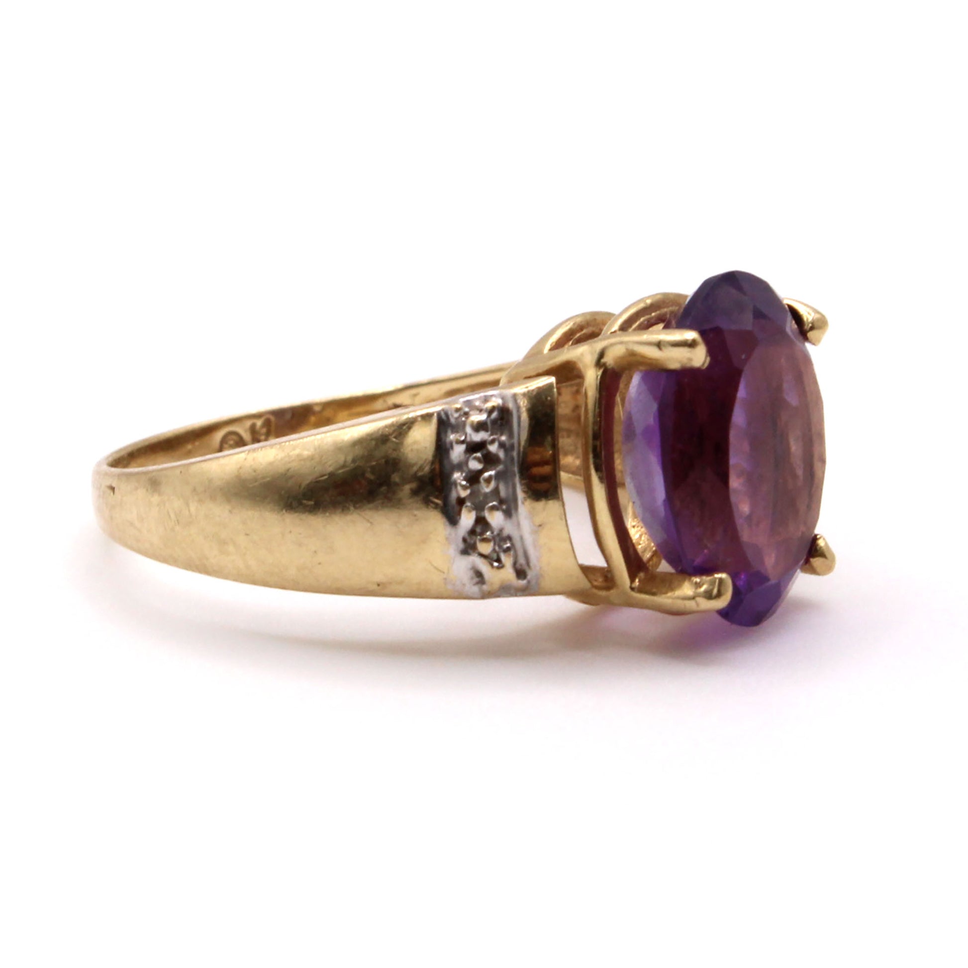 10k Yellow Gold 2.83ct Amethyst Ring Size 6.25