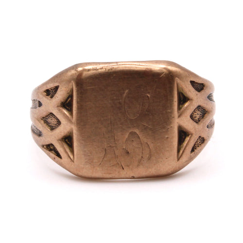10k Rose Gold Signet Ring Size 10