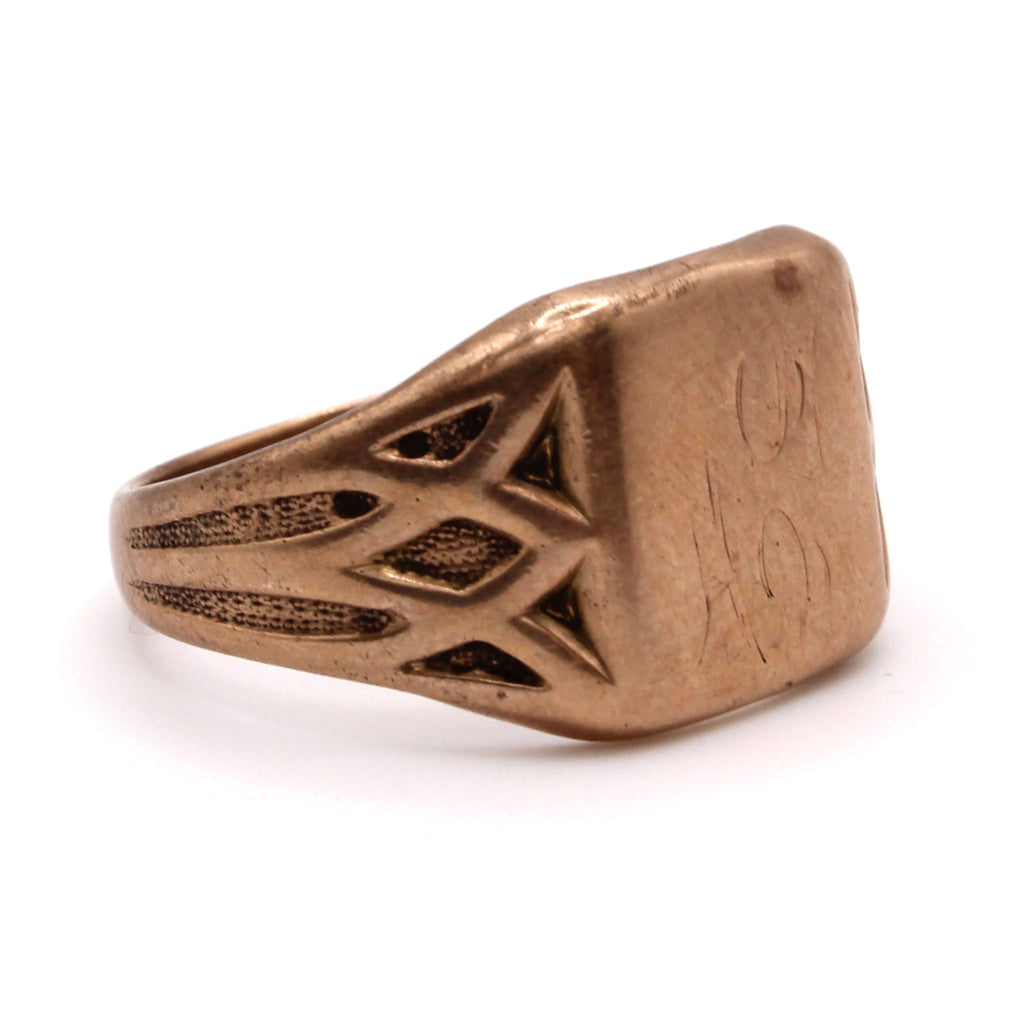 10k Rose Gold Signet Ring Size 10