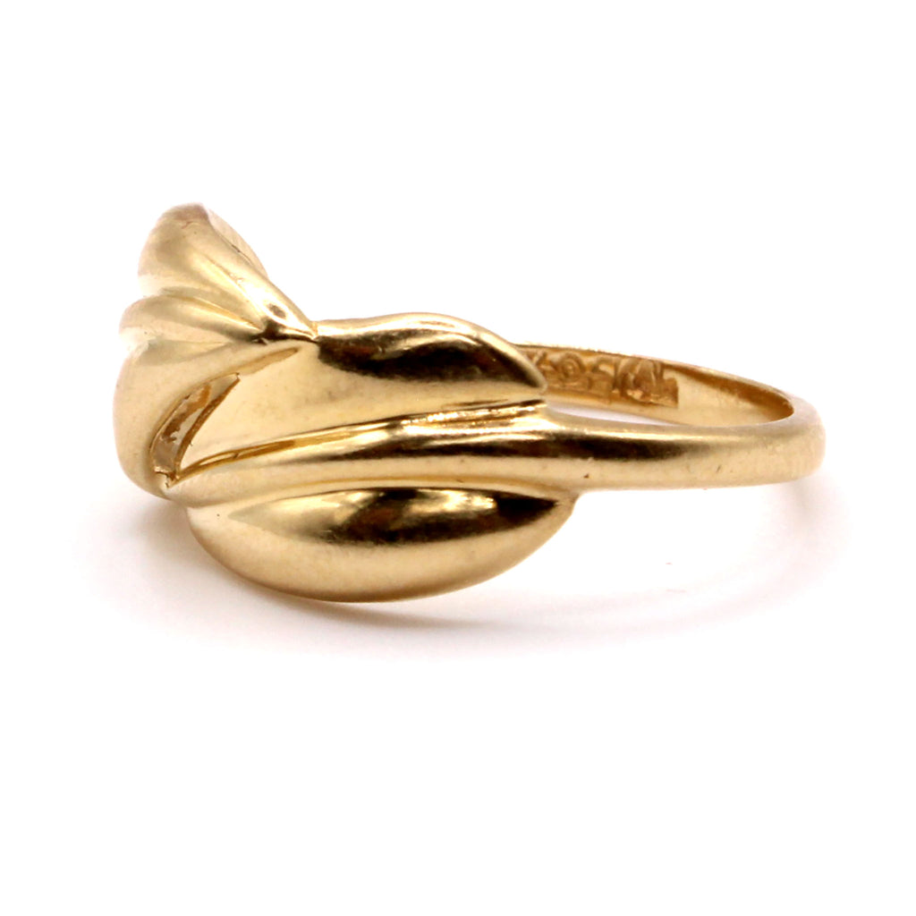 14k Yellow Gold Leaf Ring Size 6