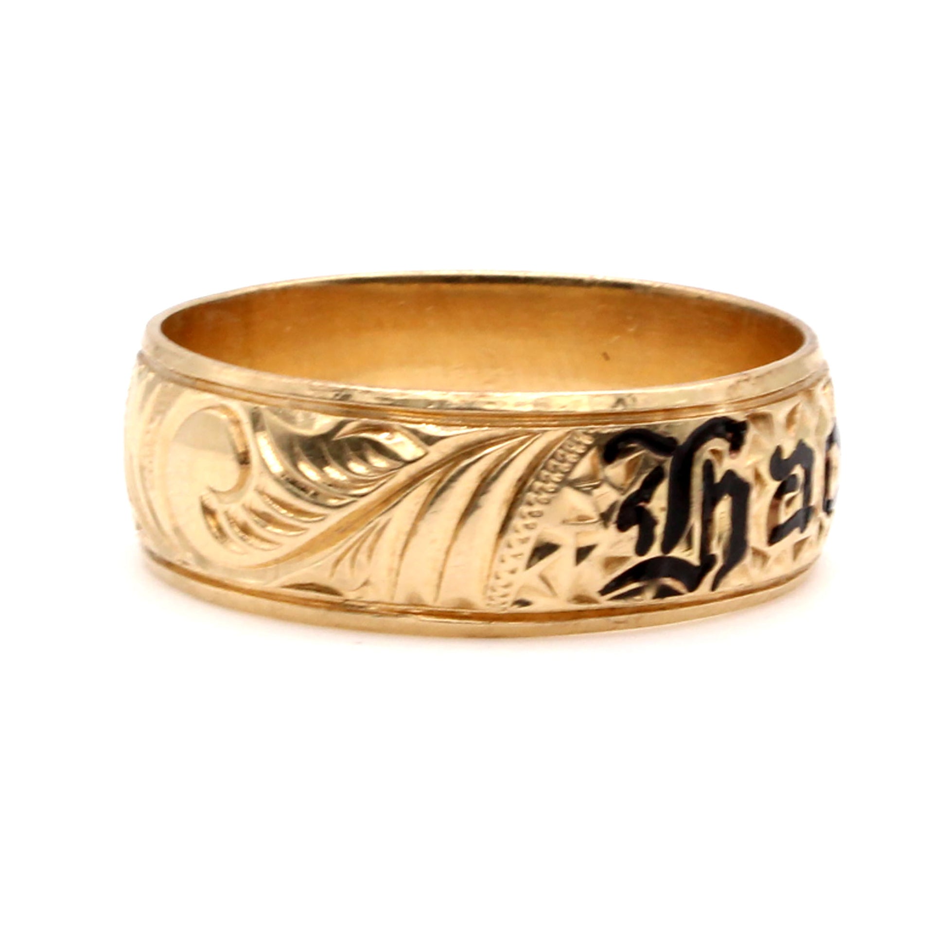 14k Yellow Gold Hammered Style Band Ring Size 12