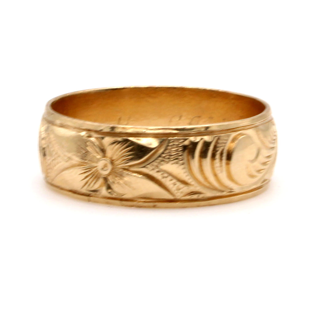 14k Yellow Gold Hammered Style Band Ring Size 12