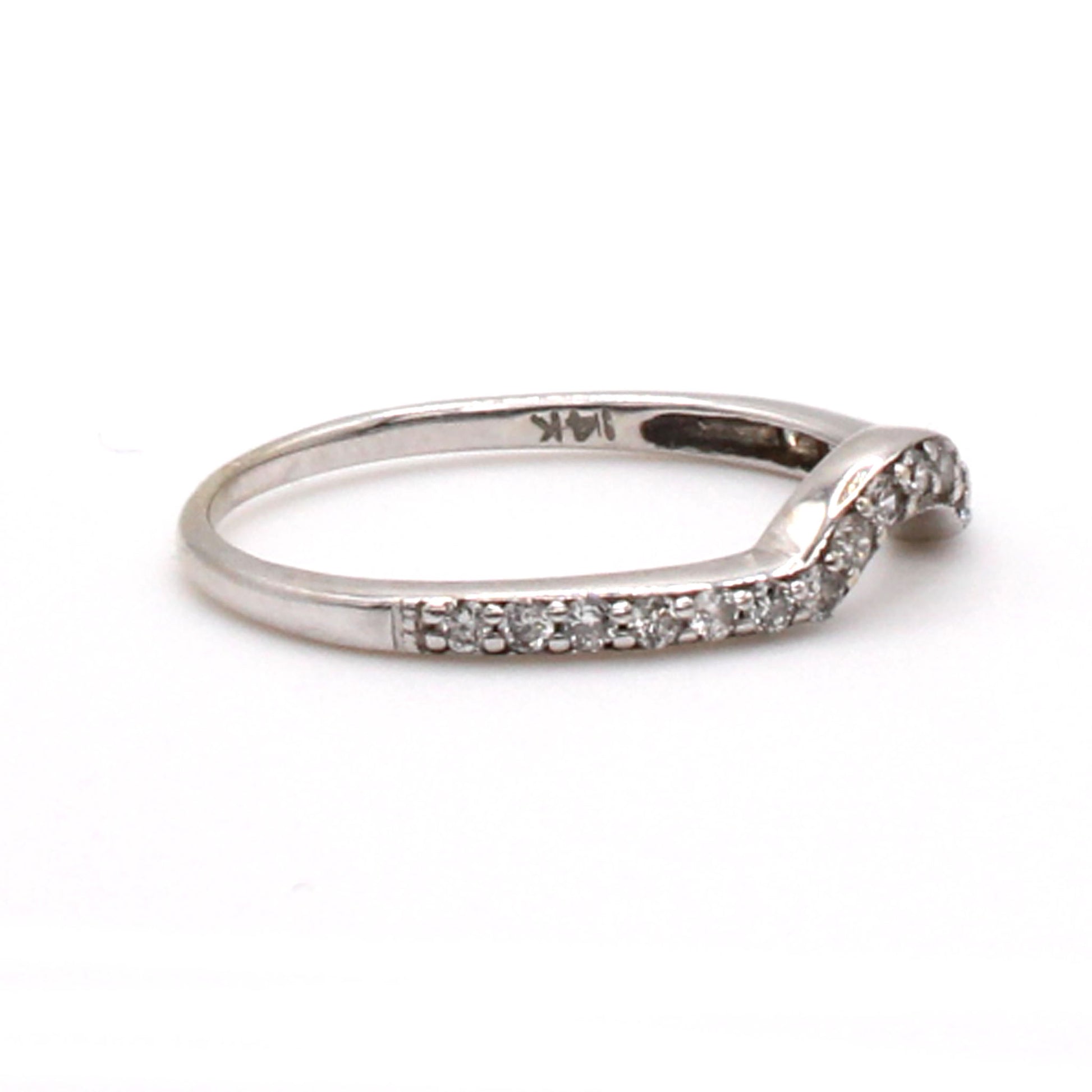 14k White Gold 0.19cttw Diamond Band Size 4.75