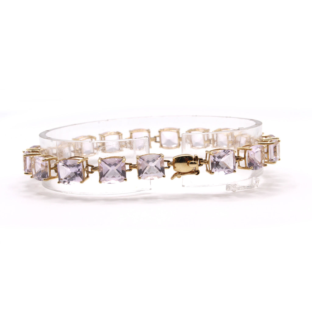 14k Yellow Gold 22.50cttw Amethyst Bracelet 7.5 Inches