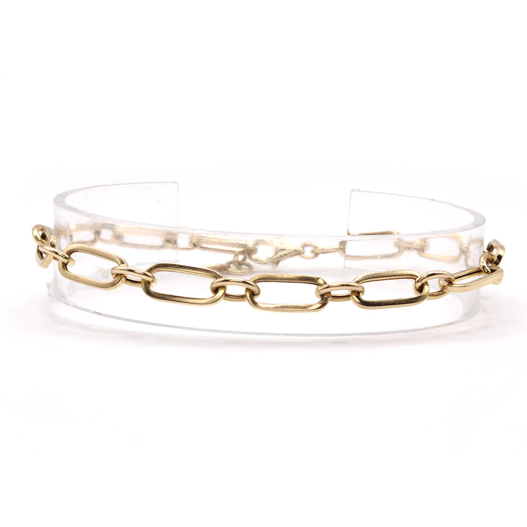 14k Yellow Gold Paperclip Bracelet 7.5 Inches