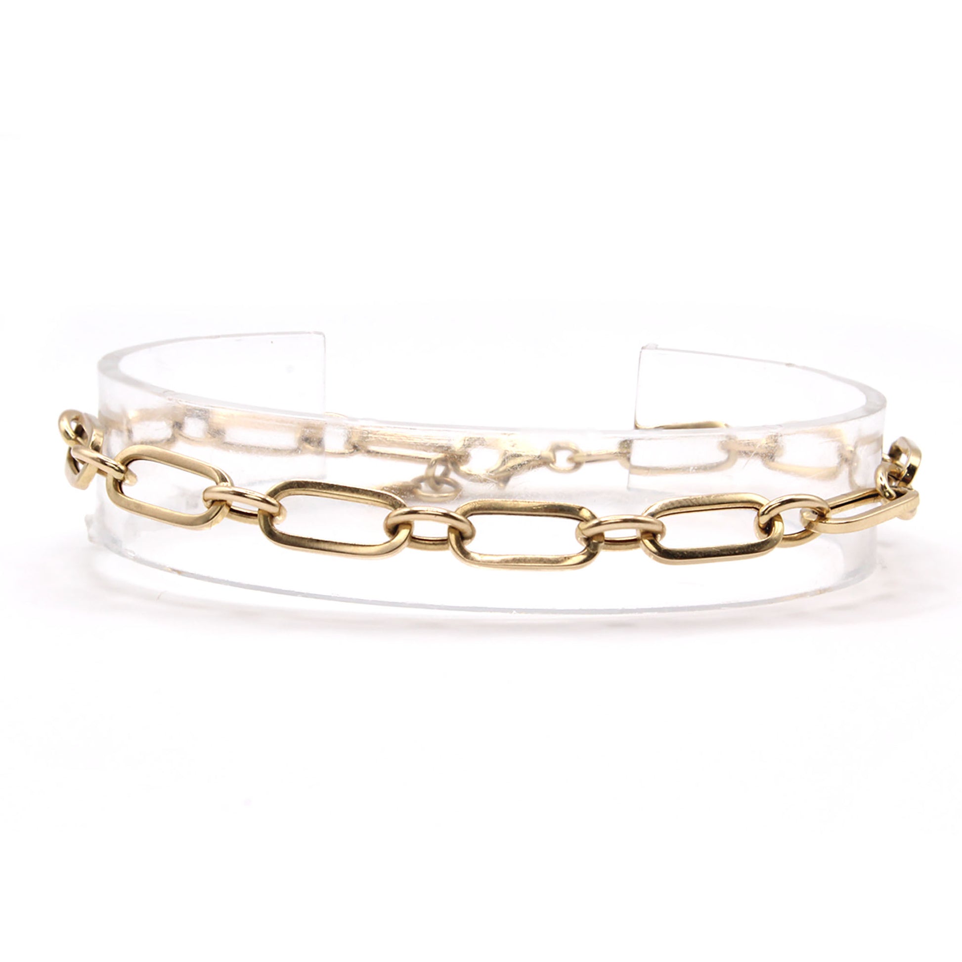 14k Yellow Gold Paperclip Bracelet 7.5 Inches