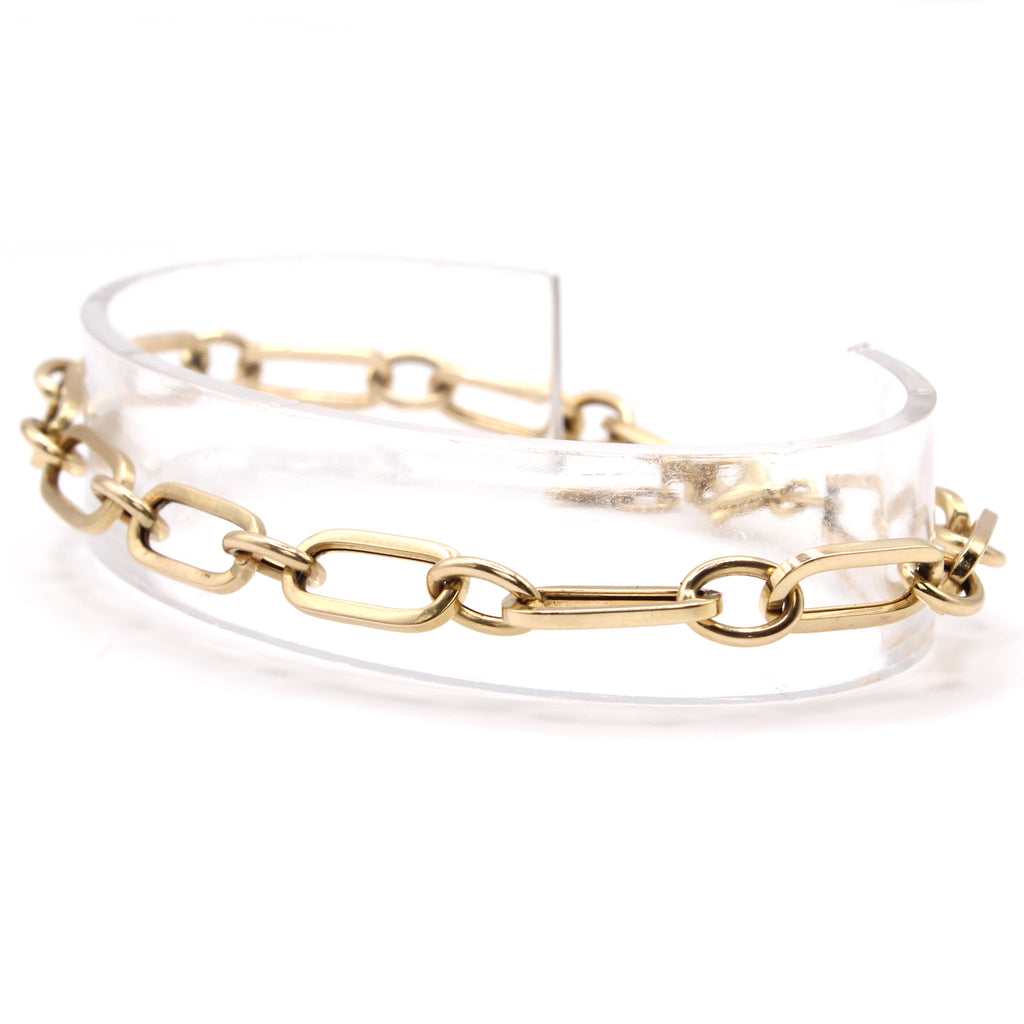 14k Yellow Gold Paperclip Bracelet 7.5 Inches