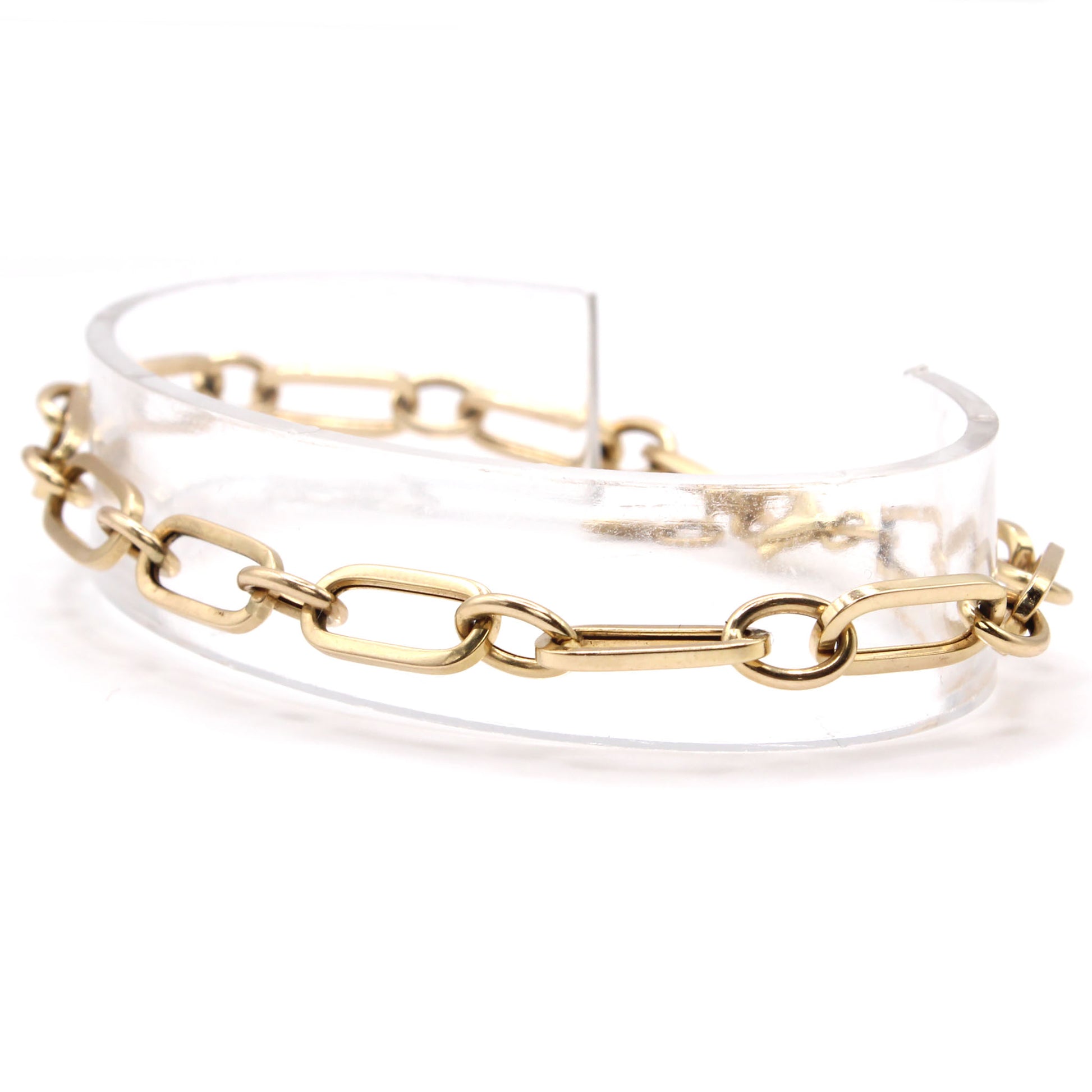 14k Yellow Gold Paperclip Bracelet 7.5 Inches