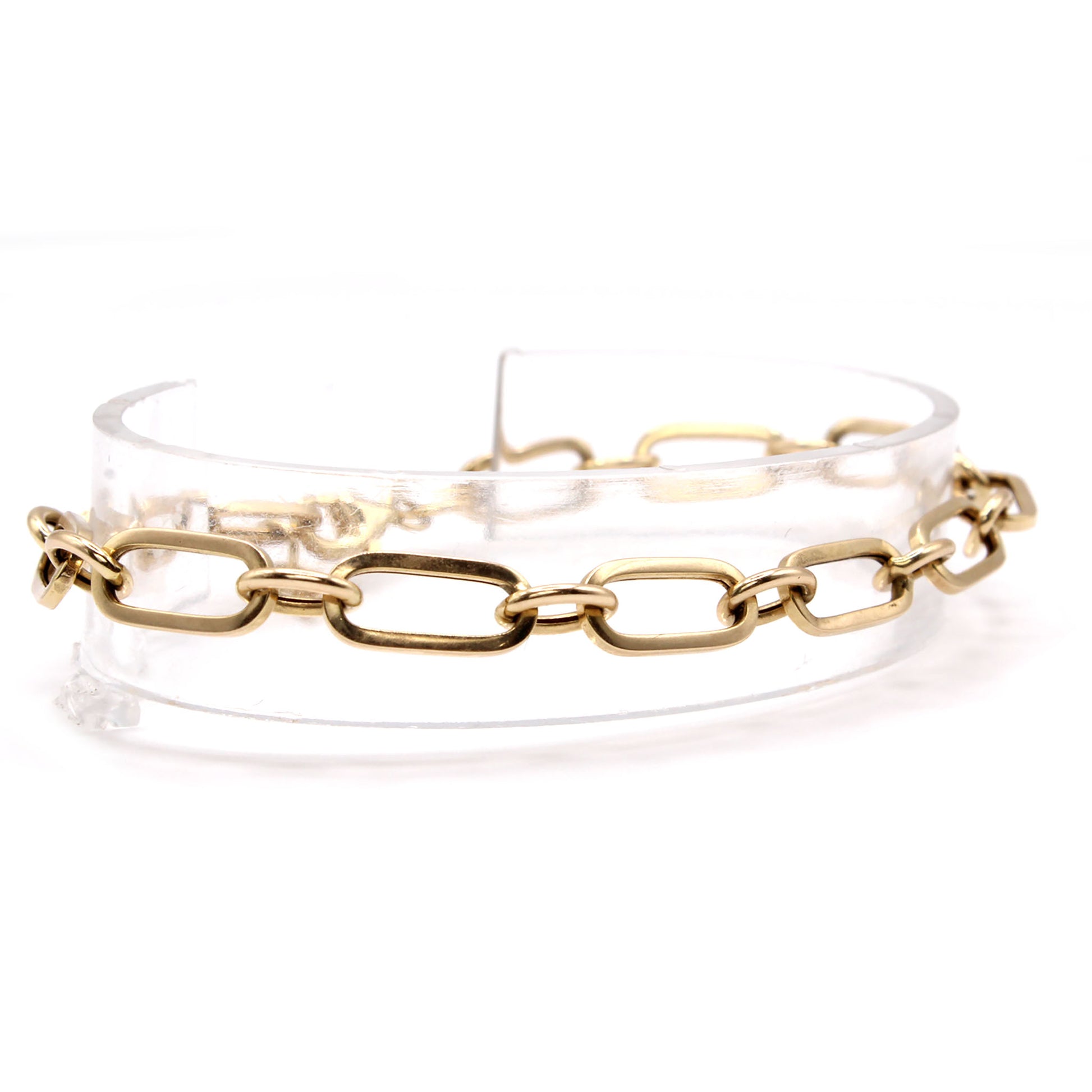 14k Yellow Gold Paperclip Bracelet 7.5 Inches