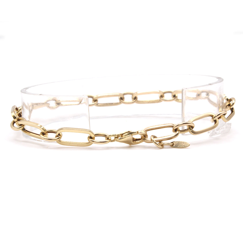 14k Yellow Gold Paperclip Bracelet 7.5 Inches