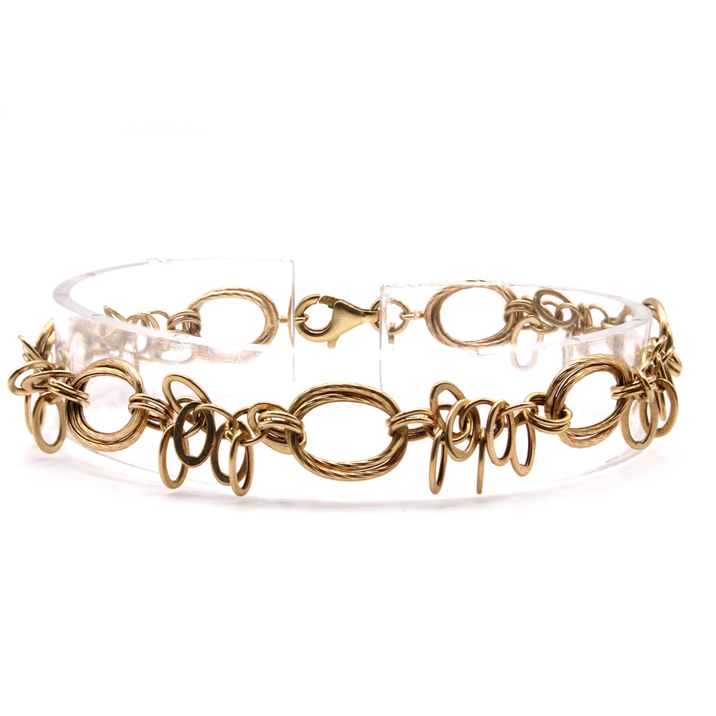 14k Yellow Gold Multi Circle Bracelet 7.5 Inches