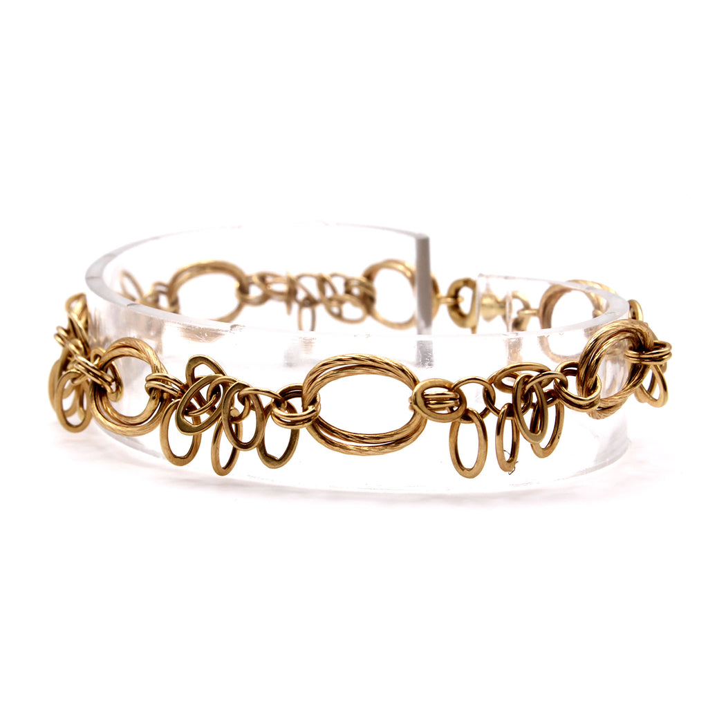 14k Yellow Gold Multi Circle Bracelet 7.5 Inches