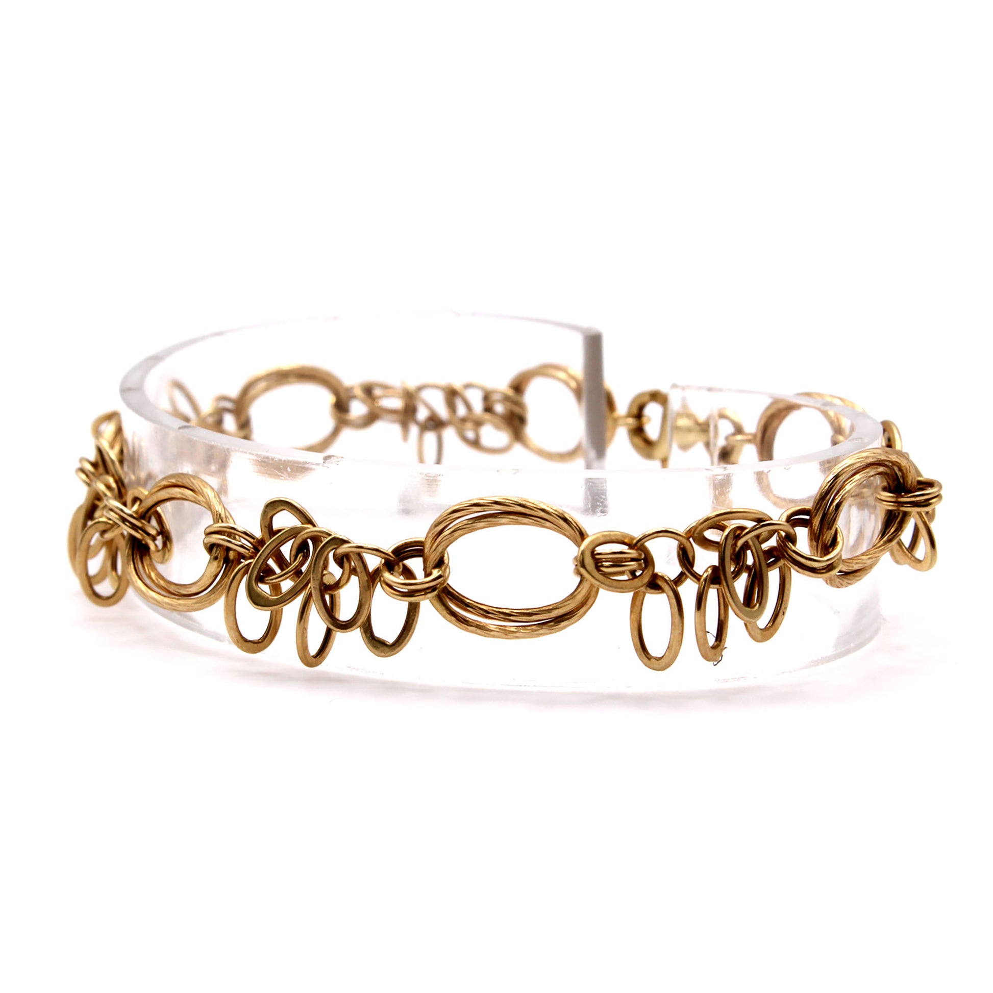 14k Yellow Gold Multi Circle Bracelet 7.5 Inches