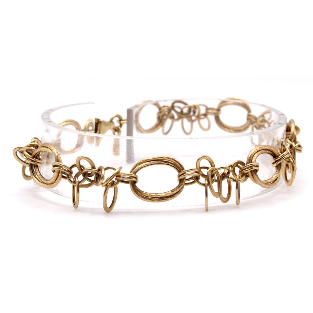14k Yellow Gold Multi Circle Bracelet 7.5 Inches