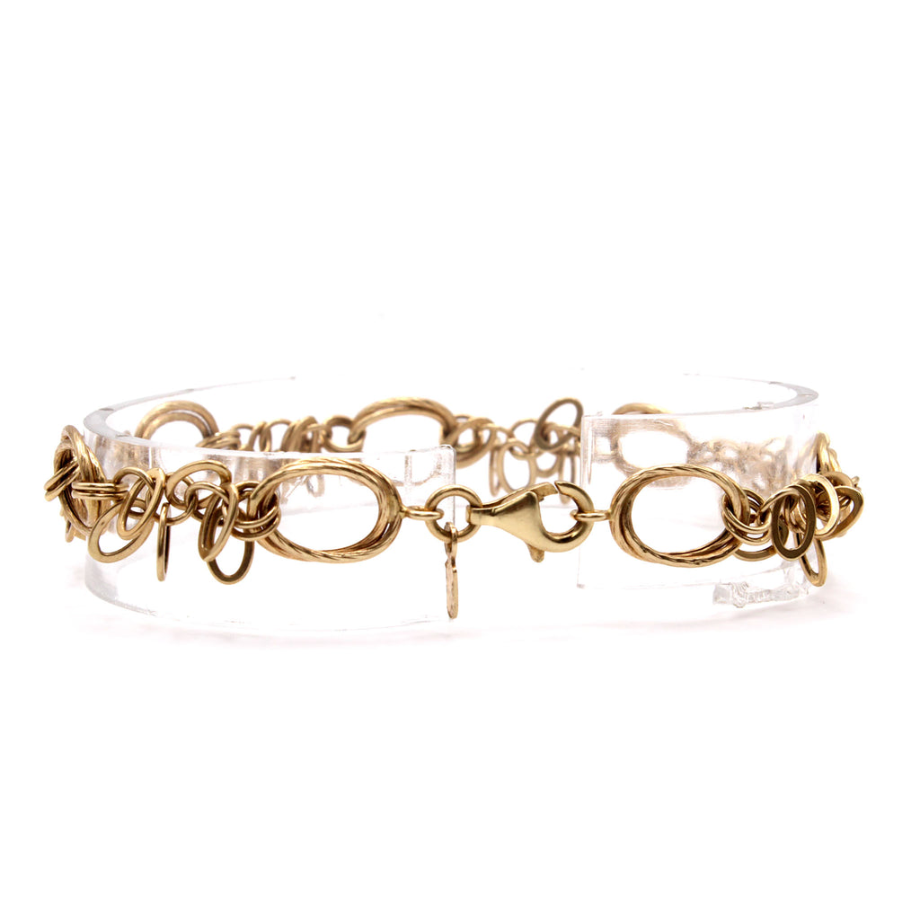 14k Yellow Gold Multi Circle Bracelet 7.5 Inches