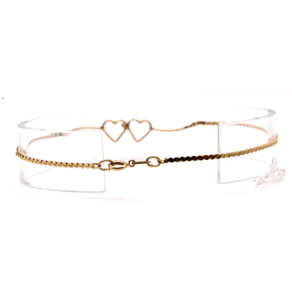 14k Yellow Gold Emerald Heart Bracelet 6.5 Inches