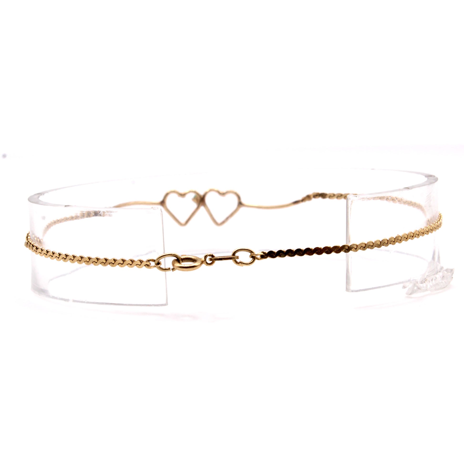 14k Yellow Gold Emerald Heart Bracelet 6.5 Inches