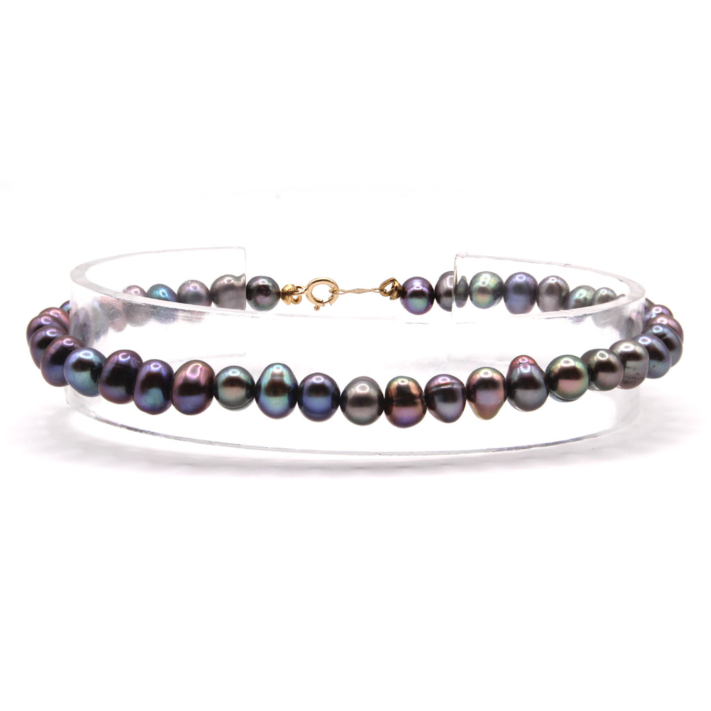 14k Yellow Gold Tahitian Pearl Bracelet 7.5 Inches
