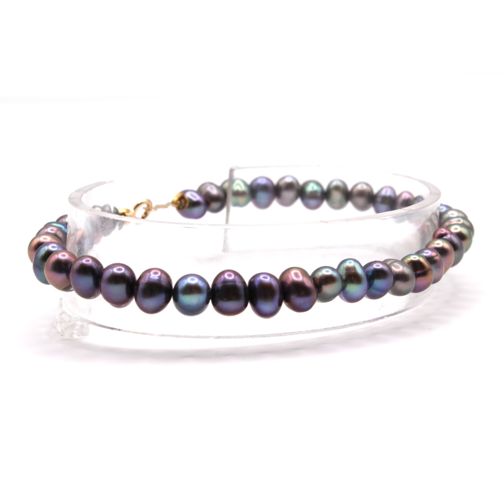 14k Yellow Gold Tahitian Pearl Bracelet 7.5 Inches
