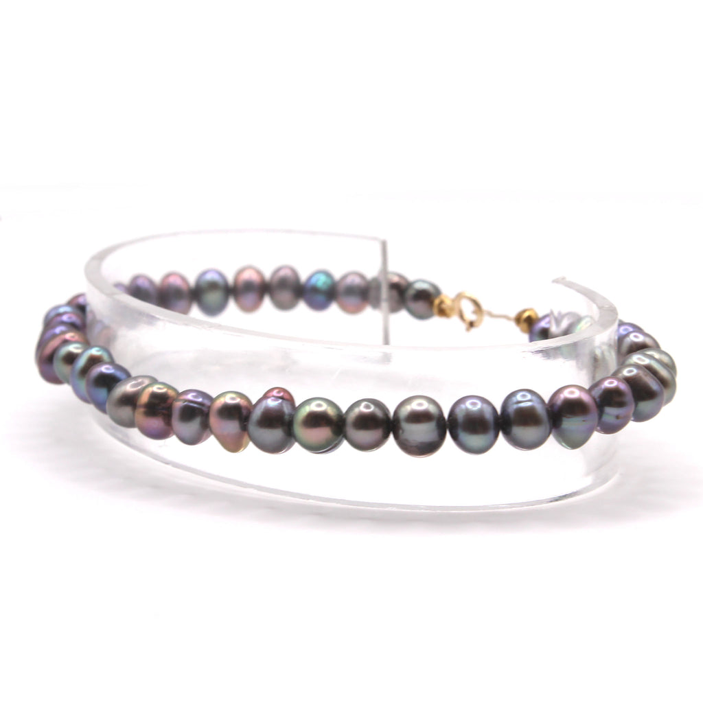 14k Yellow Gold Tahitian Pearl Bracelet 7.5 Inches