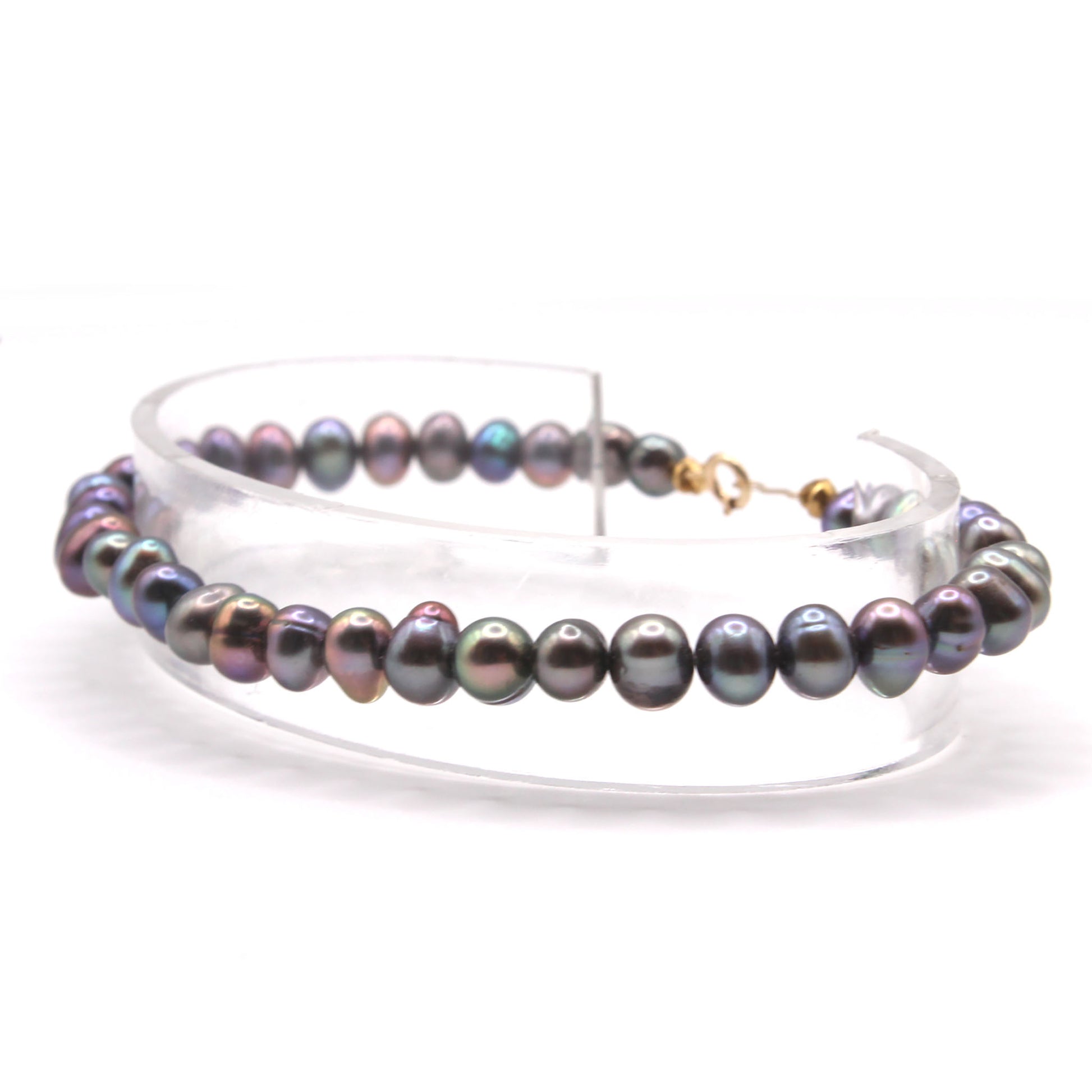 14k Yellow Gold Tahitian Pearl Bracelet 7.5 Inches