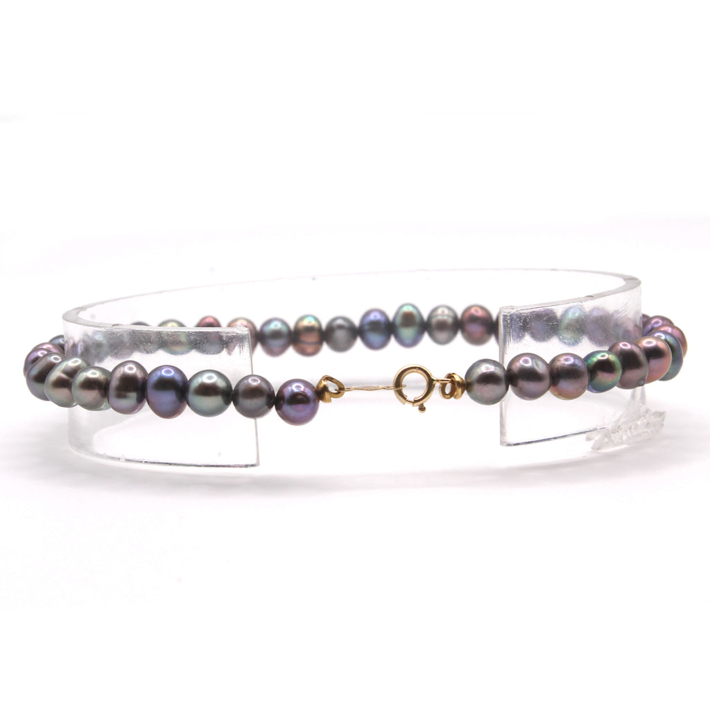 14k Yellow Gold Tahitian Pearl Bracelet 7.5 Inches