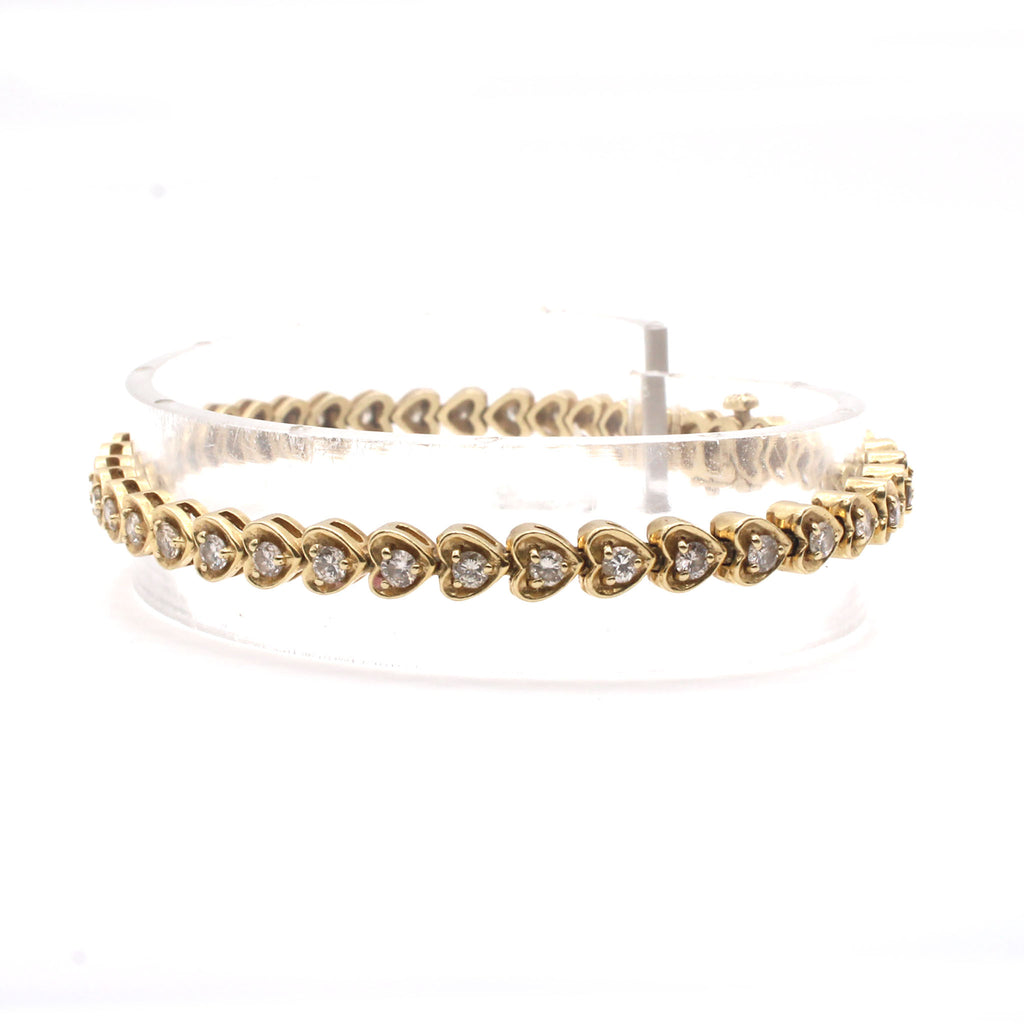 14k Yellow Diamond Heart Bracelet 7 Inches