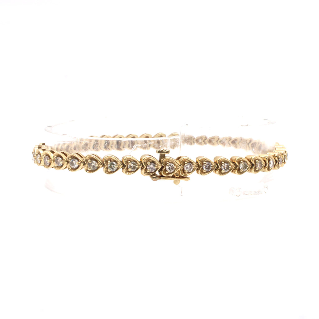 14k Yellow Diamond Heart Bracelet 7 Inches