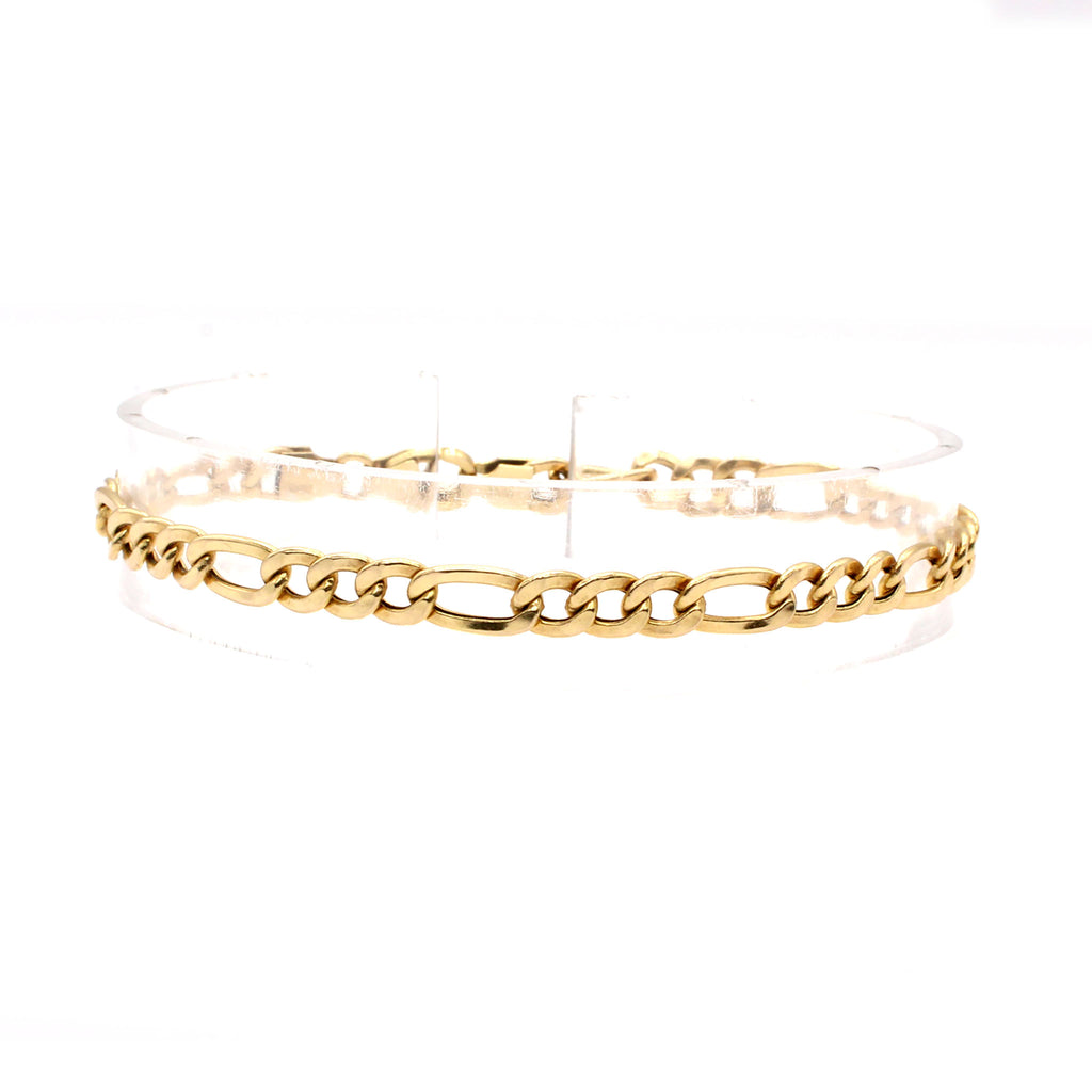 14k Yellow Gold Figaro Link Bracelet 7.5 Inches