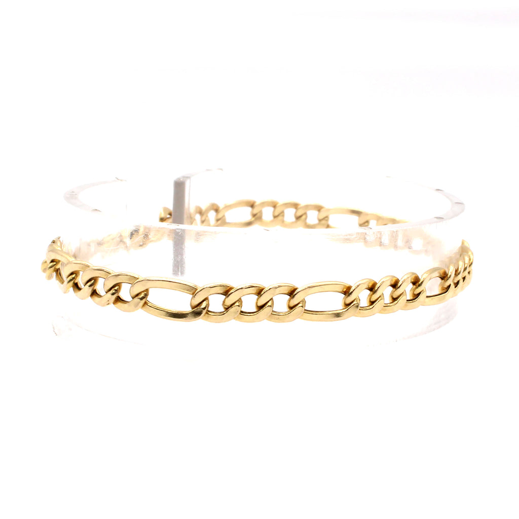14k Yellow Gold Figaro Link Bracelet 7.5 Inches