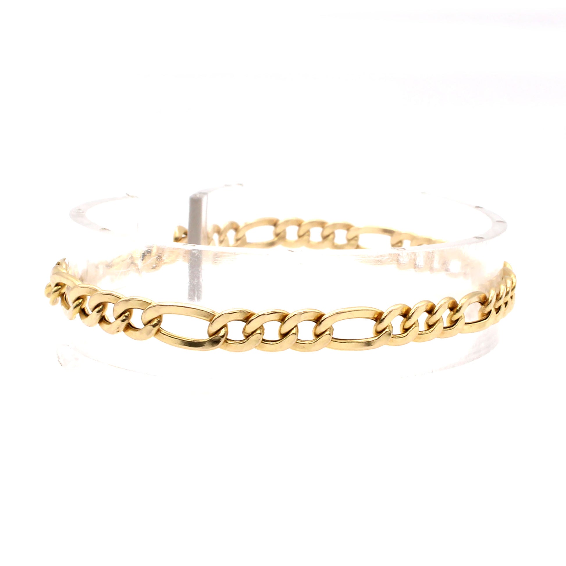 14k Yellow Gold Figaro Link Bracelet 7.5 Inches