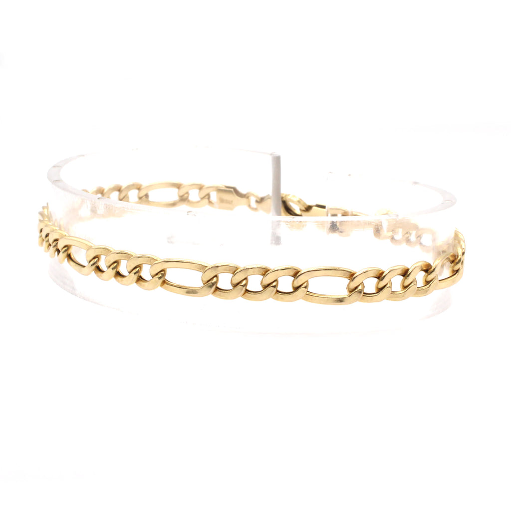 14k Yellow Gold Figaro Link Bracelet 7.5 Inches