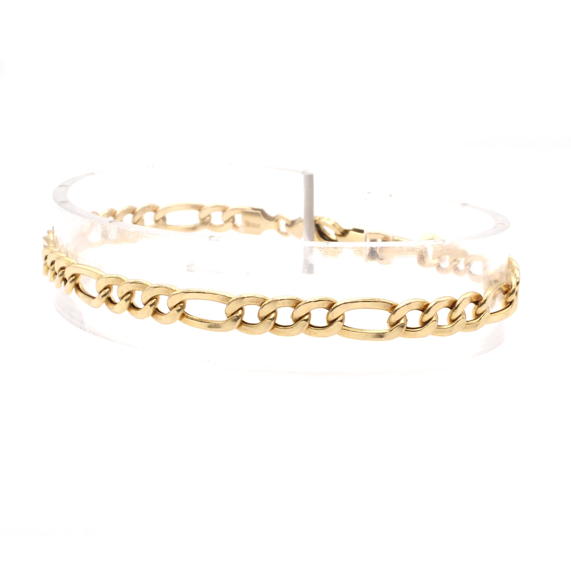 14k Yellow Gold Figaro Link Bracelet 7.5 Inches