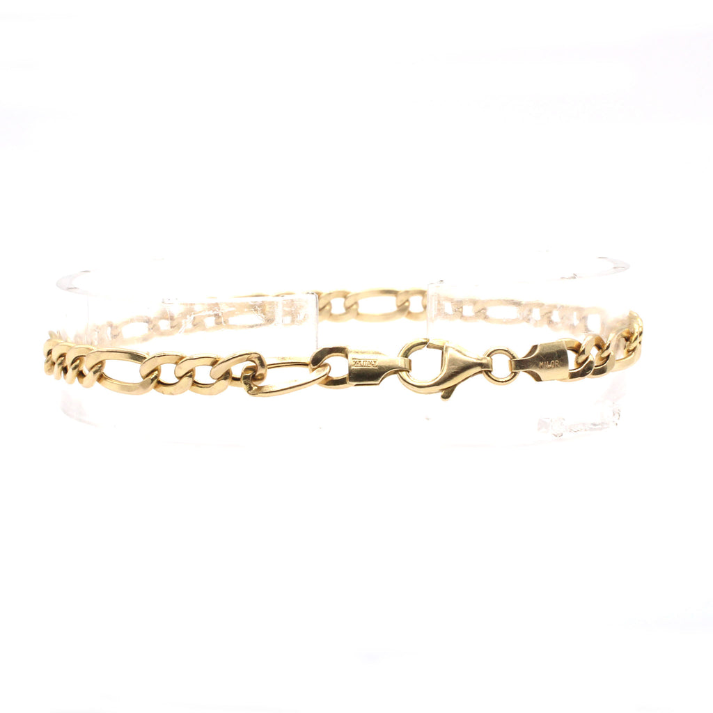 14k Yellow Gold Figaro Link Bracelet 7.5 Inches