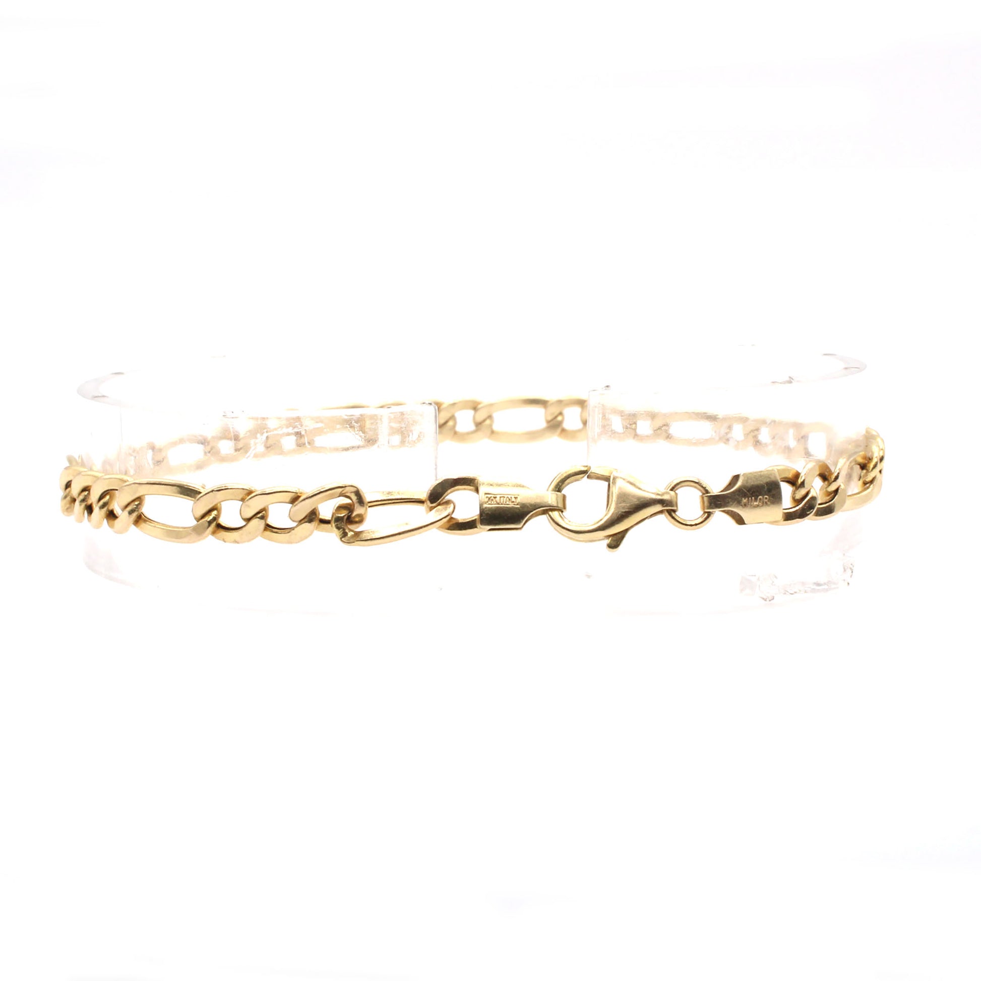 14k Yellow Gold Figaro Link Bracelet 7.5 Inches