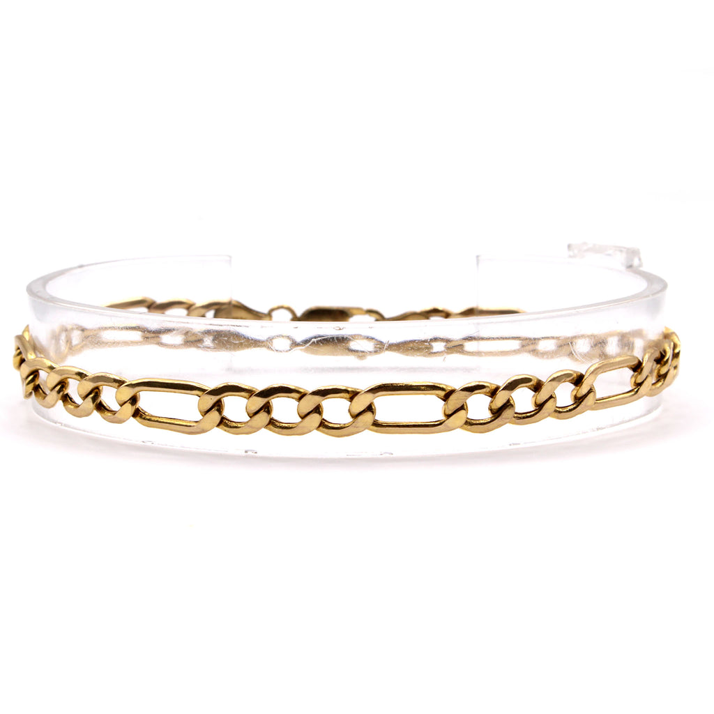 10k Yellow Gold Figaro Link Bracelet 8.5 Inches