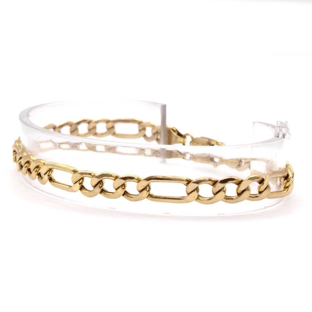 10k Yellow Gold Figaro Link Bracelet 8.5 Inches