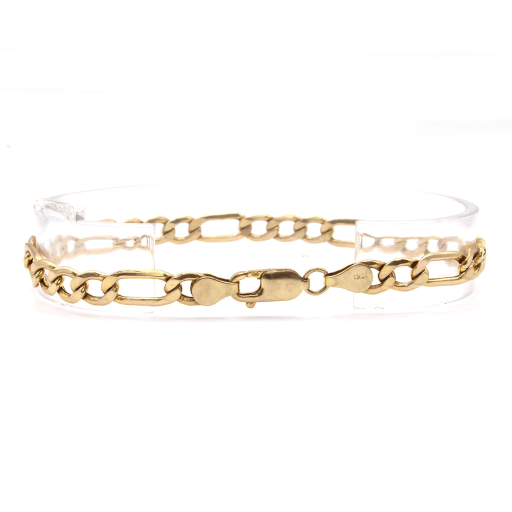 10k Yellow Gold Figaro Link Bracelet 8.5 Inches